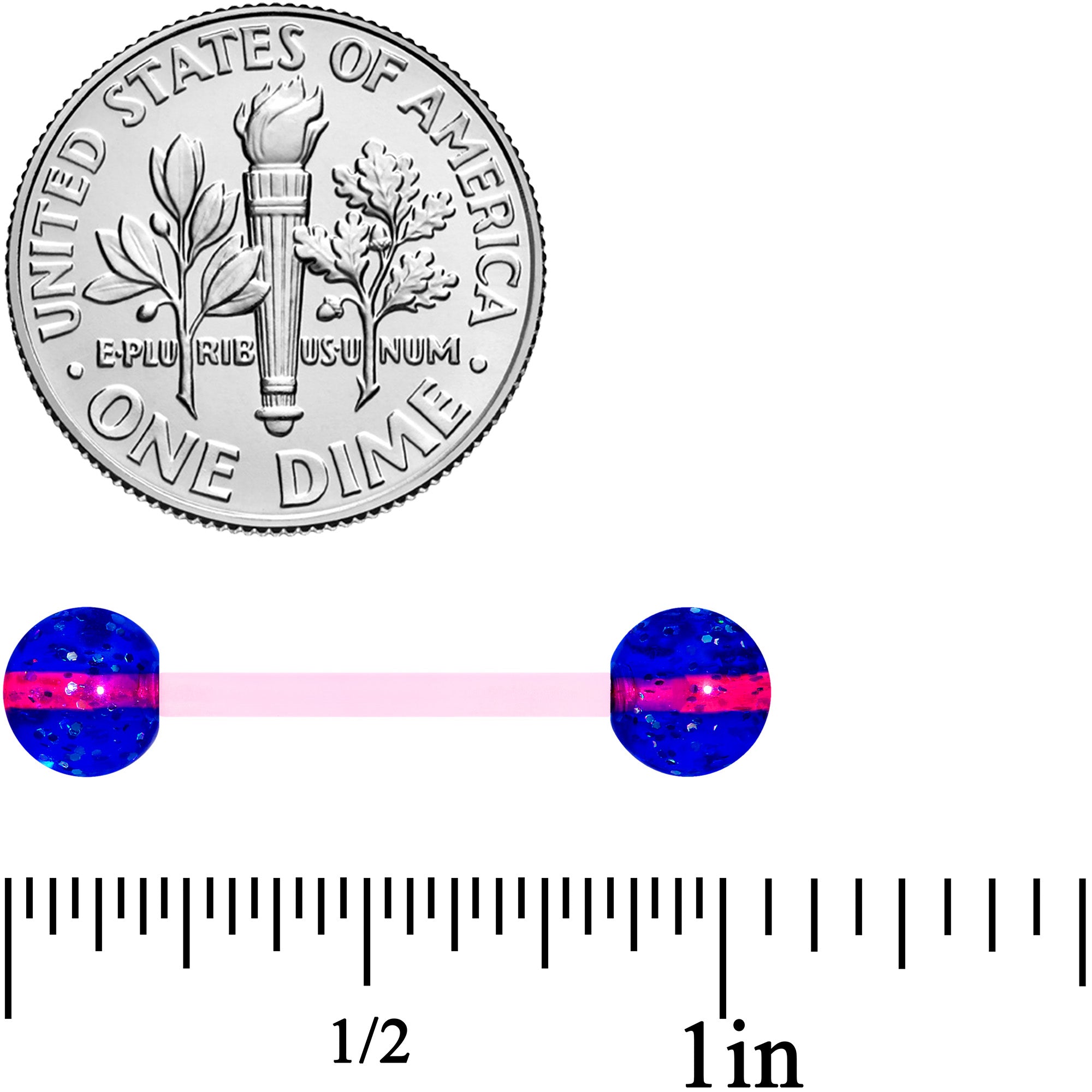 Purple Blue UV Glow Flexible Acrylic Barbell Tongue Ring