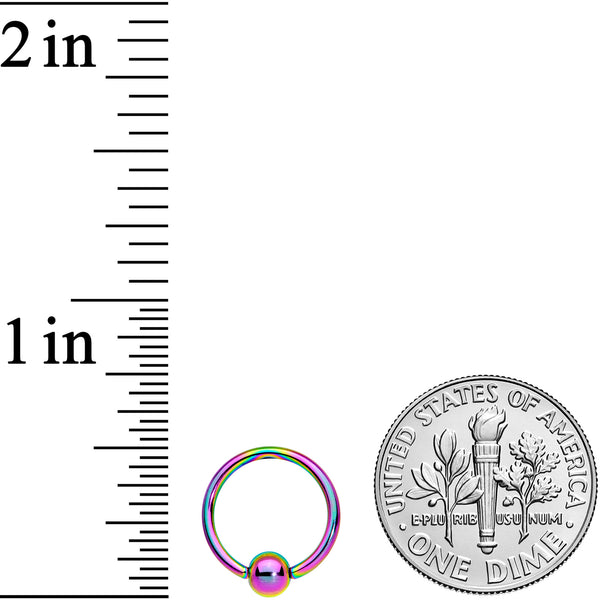 16 Gauge 3/8 Rainbow BCR Captive Bead Ring