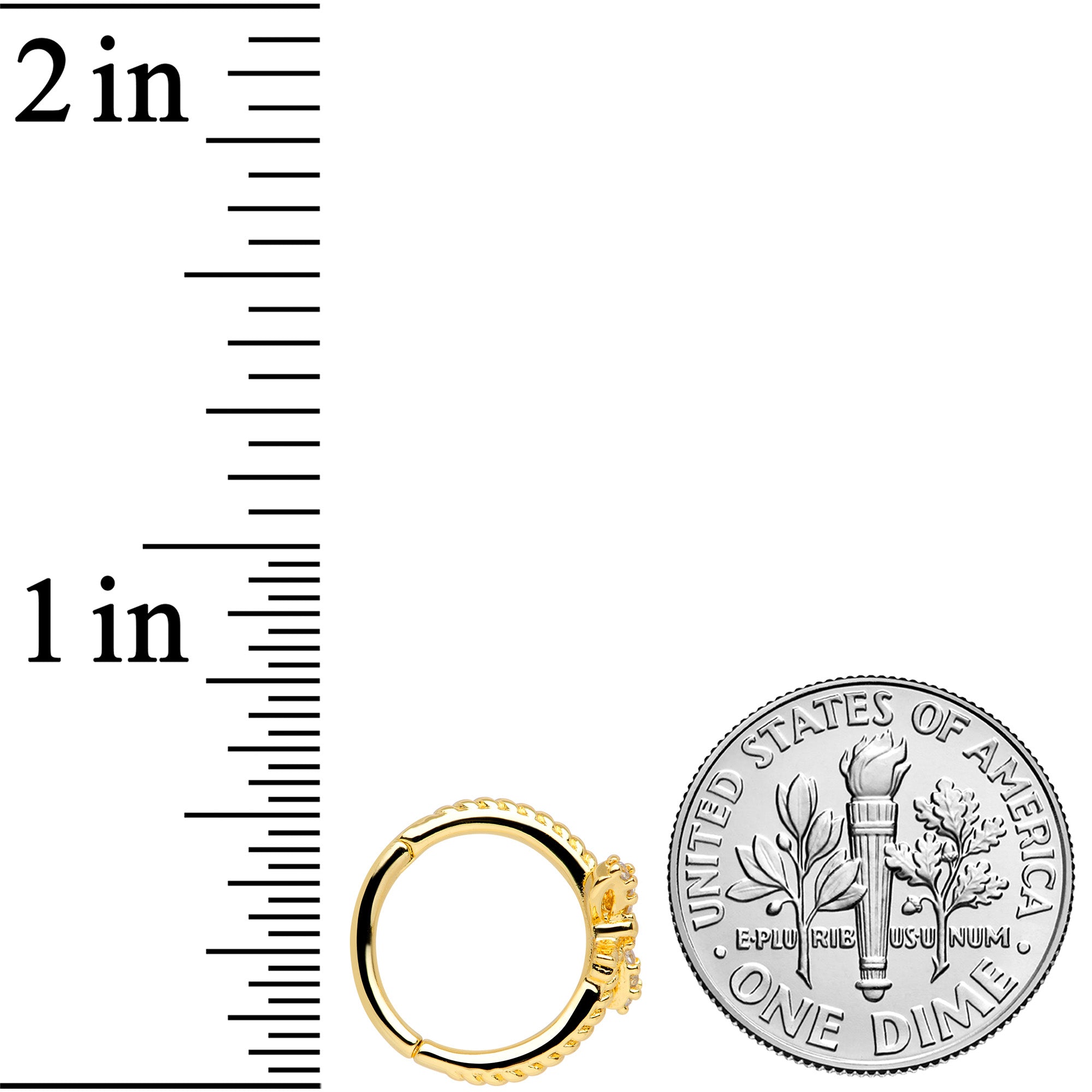 16G 3/8 Clear CZ Gem Gold Tone Bow Hinged Segment Ring