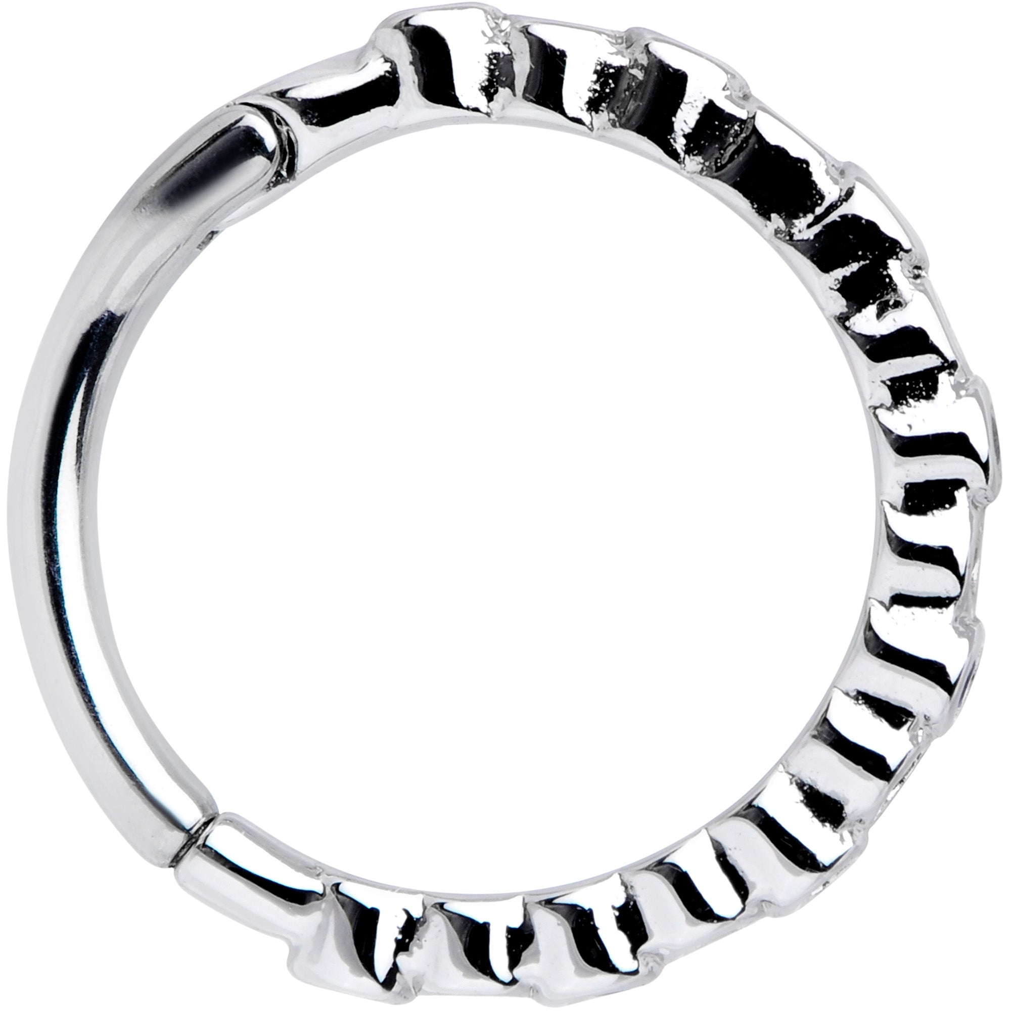 16G 3/8 Clear Blue CZ Gem Classic Circles Hinged Segment Ring