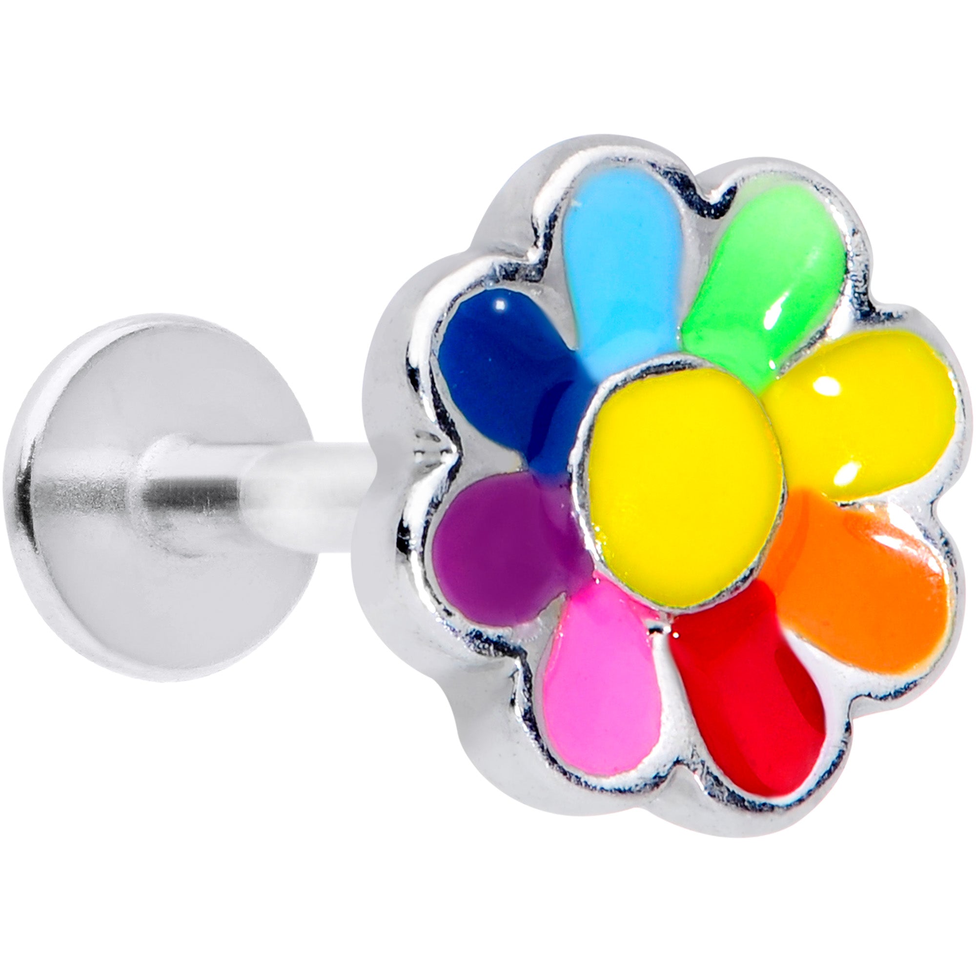 16G 5/16 Rainbow Hippie Flower Cartilage Labret Monroe Tragus
