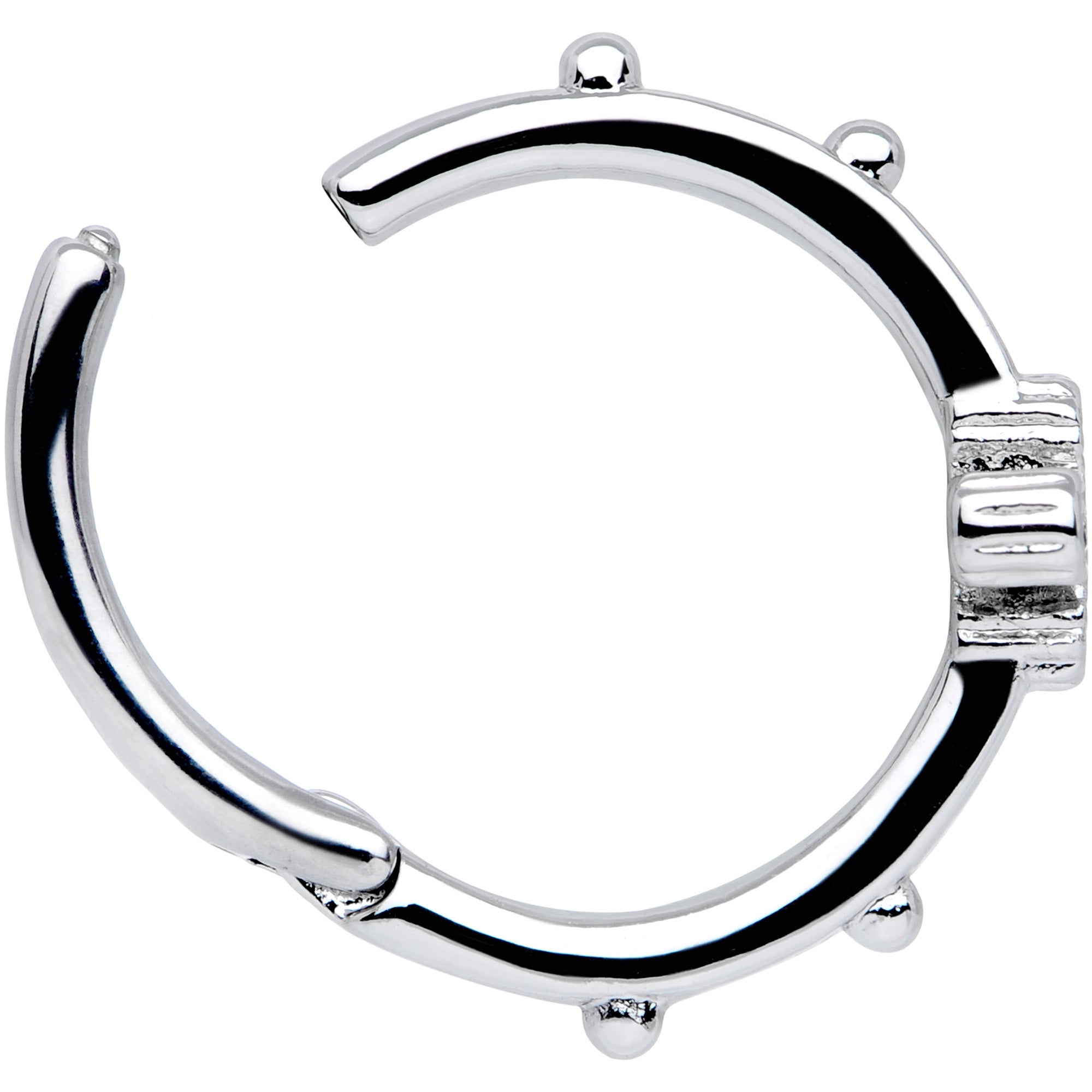 16G 3/8 Blue CZ Gem Little Flower Hinged Segment Ring