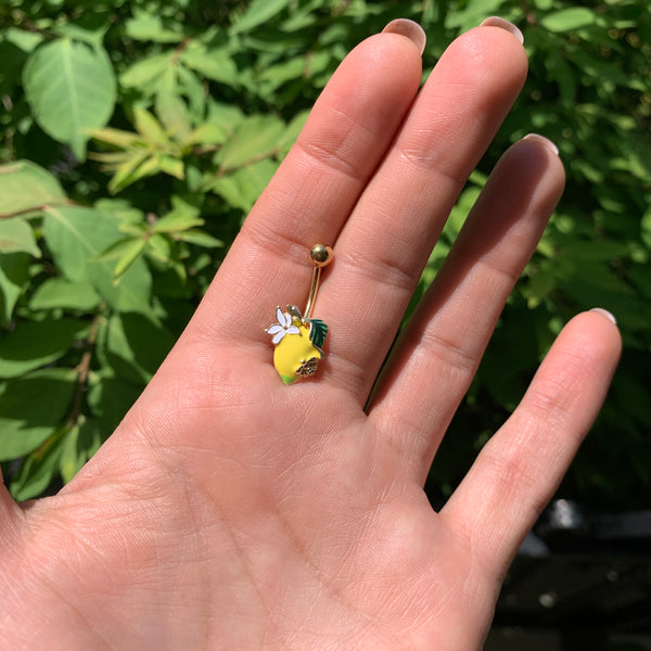 Gold Tone Lemon Bee Flower Belly Ring