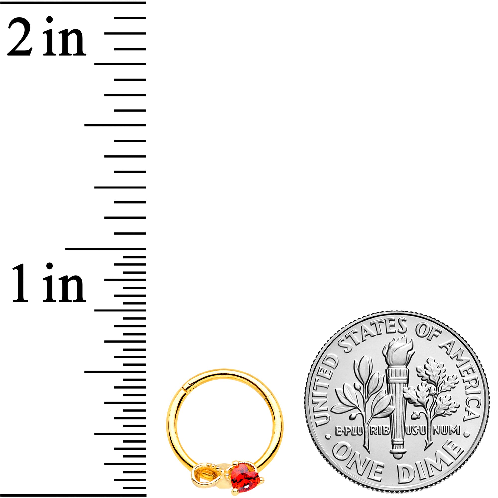 16 Gauge 3/8 Red Gem Gold Tone Treble Clef Septum Ring