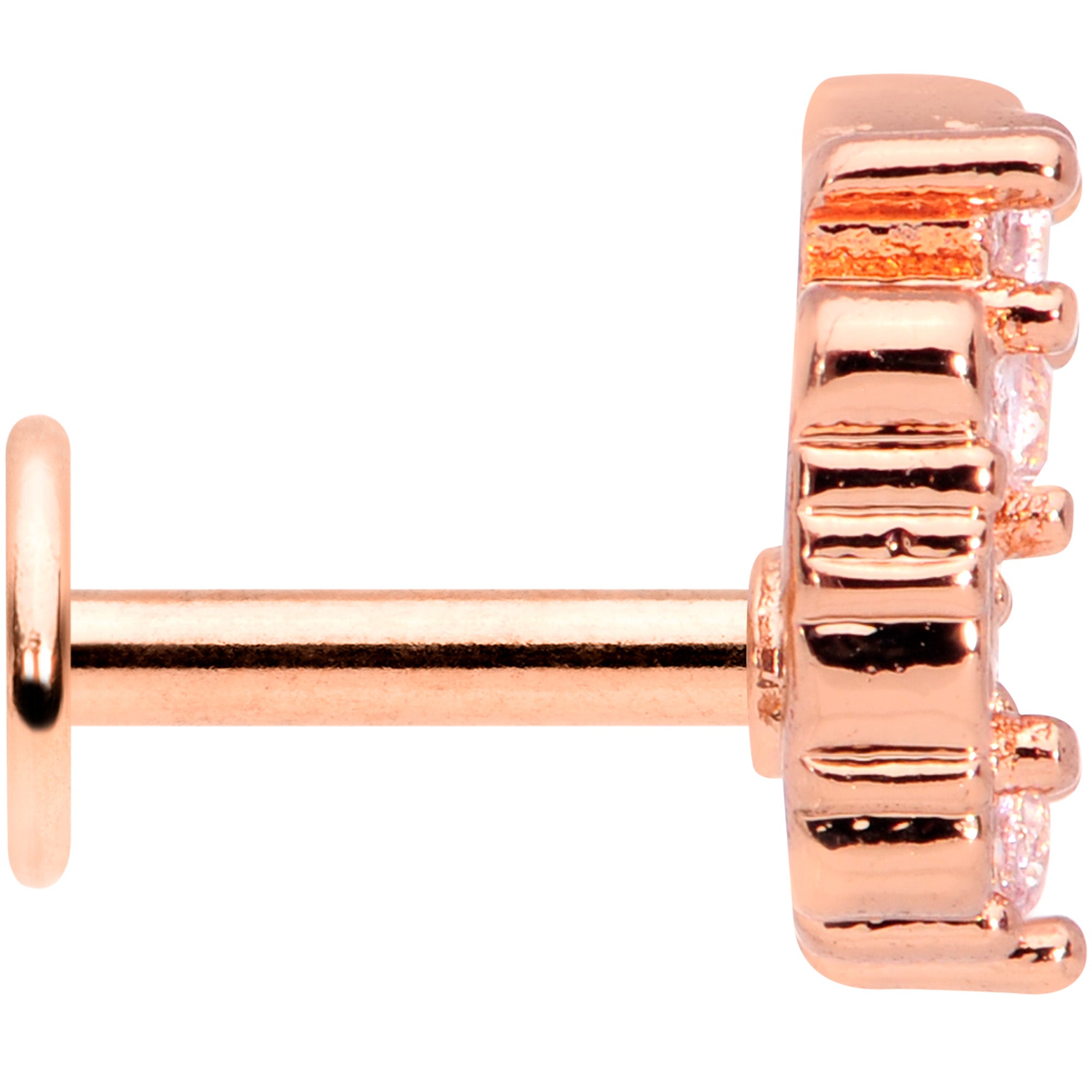 16G 1/4 Clear CZ Gem Rose Gold Tone Elegant Labret Monroe Tragus