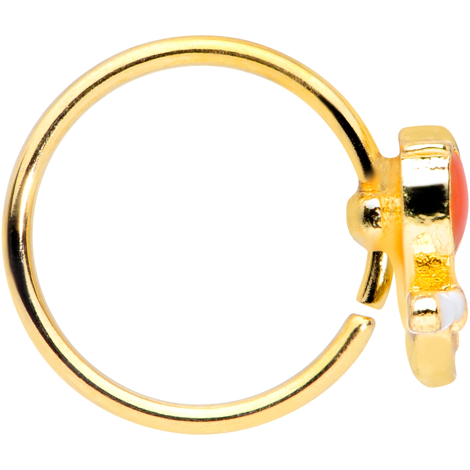 20G 5/16 Green Gem Gold Tone Perched Bird Nose Hoop