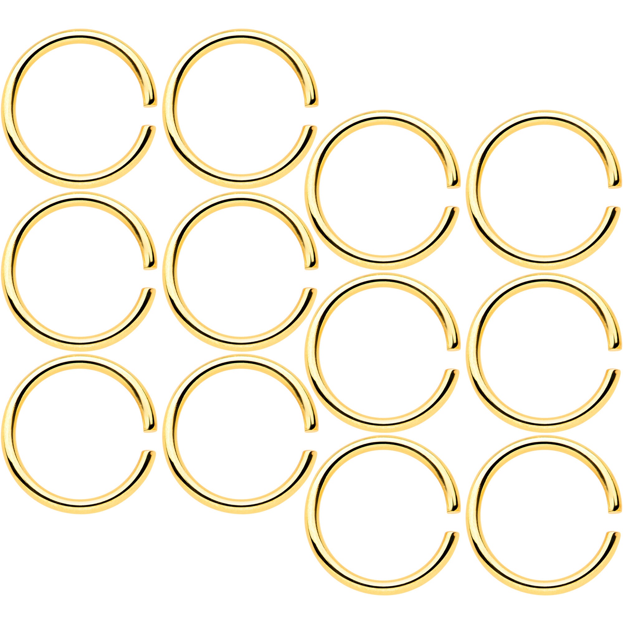 18G 5/16 Gold Tone Anodized Seamless Circular Ring Set of 12