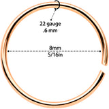 22 Gauge 5/16 Rose Gold Tone Anodized Seamless Circular Ring Set of 12