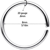 20 Gauge 5/16 Steel Black Anodized Seamless Circular Ring Set of 12