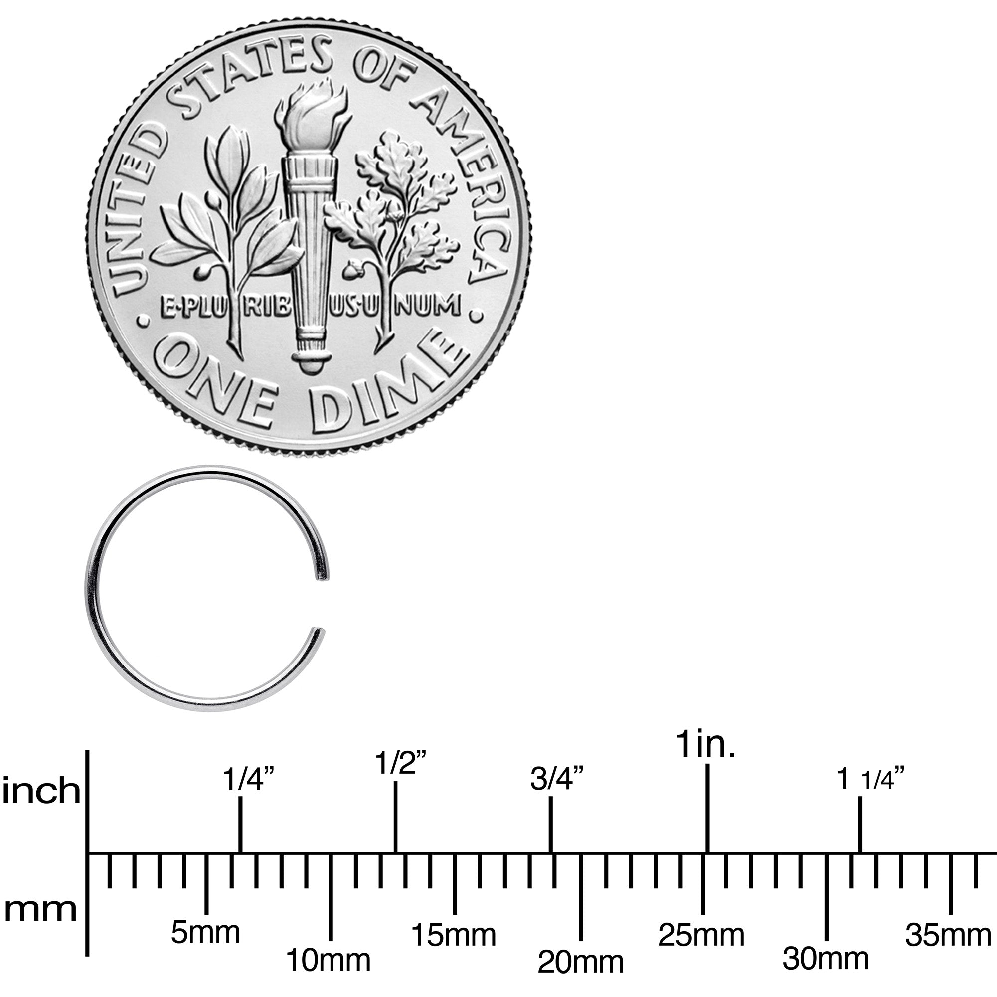 22G 5/16 Steel Rainbow Anodized Seamless Circular Ring Set of 12