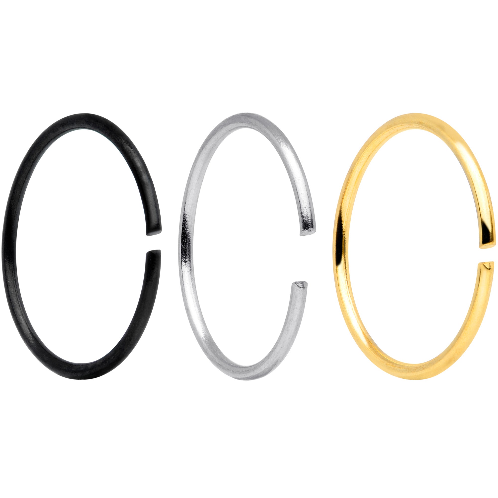 22G 5/16 Black Gold Tone Anodized Seamless Circular Ring Set of 12