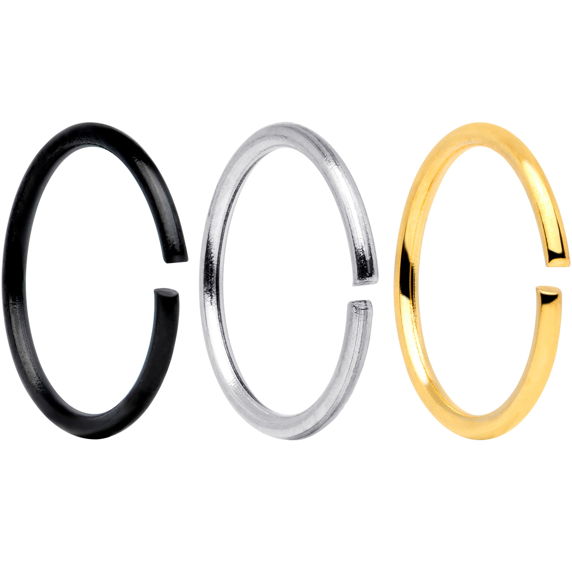 20G 5/16 Black Gold Tone Anodized Seamless Circular Ring Set of 12