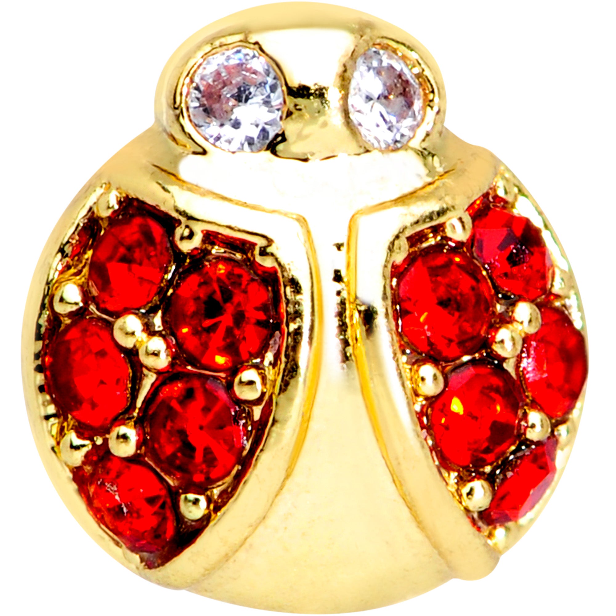 20G 7mm Red Gem Gold Tone Ladybug Nose Bone