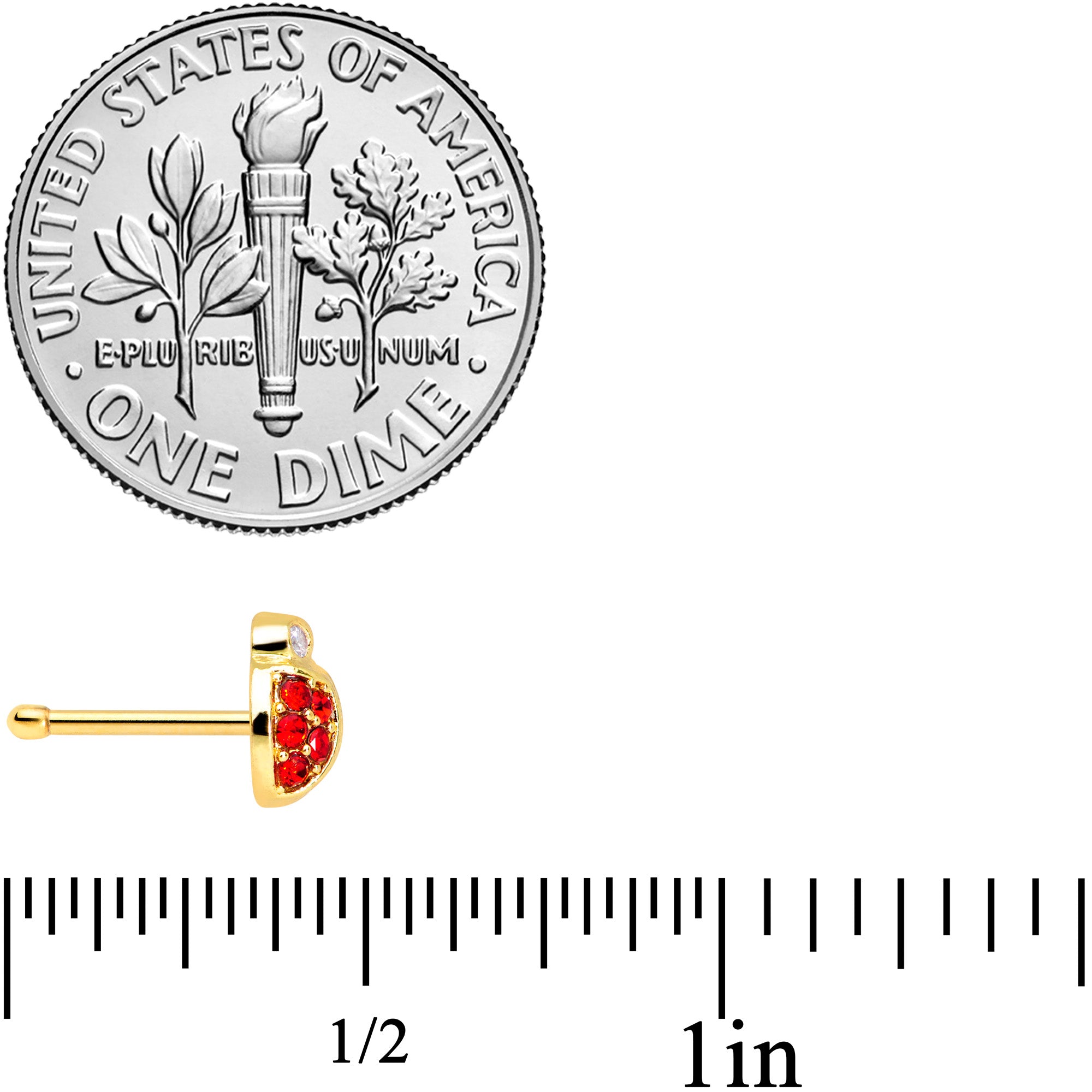 20G 7mm Red Gem Gold Tone Ladybug Nose Bone