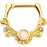 16 Gauge 3/8 White Synthetic Opal Gold Tone Filigree Cartilage Clicker