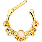 16 Gauge 3/8 White Synthetic Opal Gold Tone Filigree Cartilage Clicker