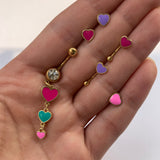 16 Gauge 5/16 Gold Tone Purple Heart Valentines Curved Eyebrow Ring