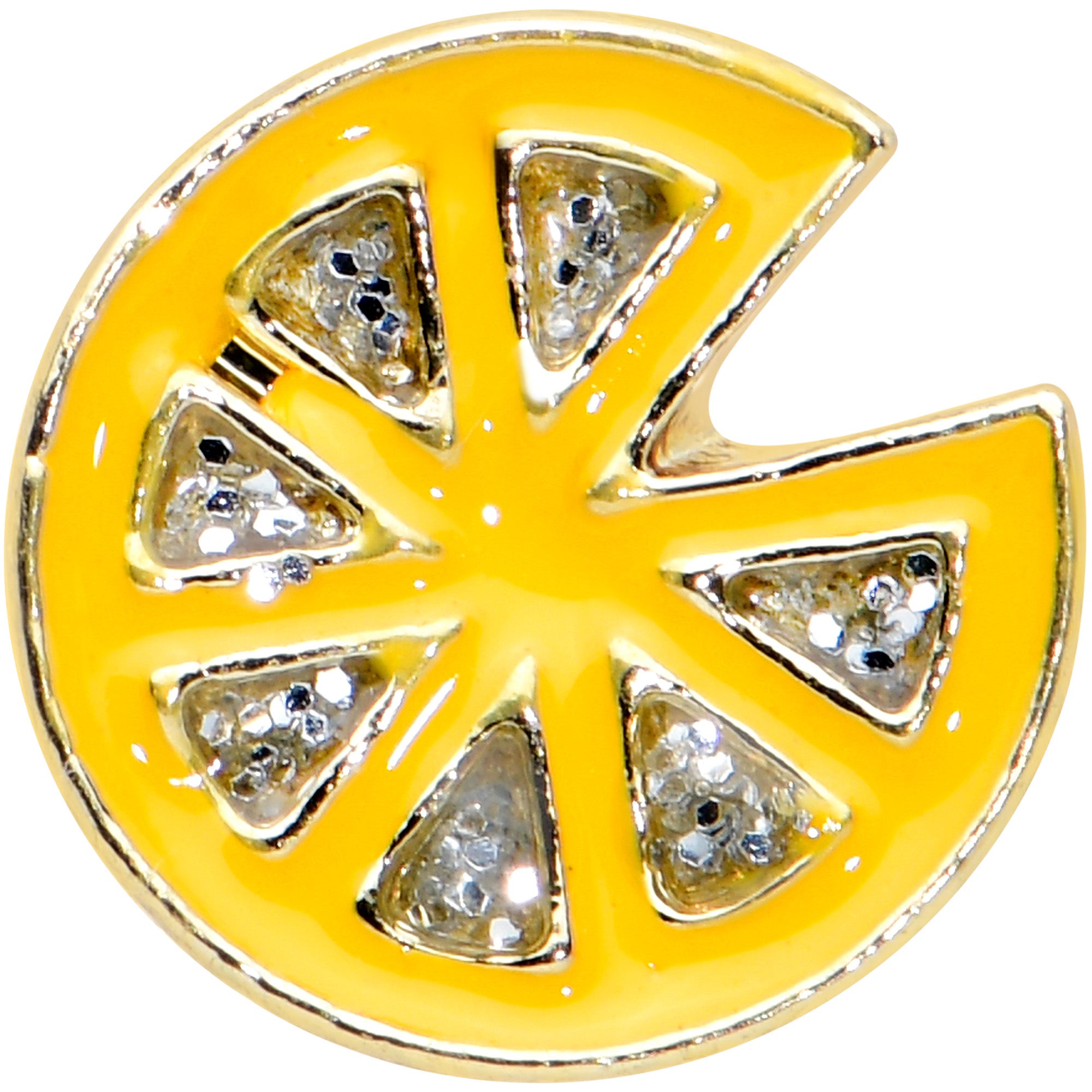 16G 5/16 Clear Gem Gold Tone Tasty Orange Fruit Labret Tragus