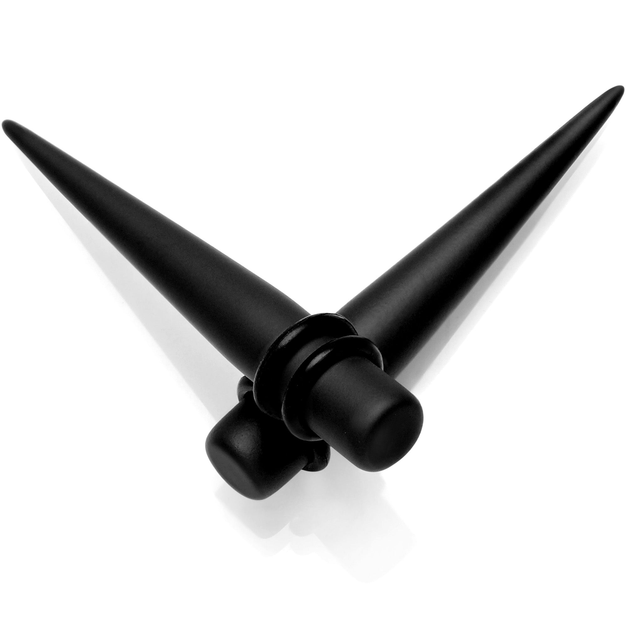 Black Matte Acrylic Straight Taper Set Available in Sizes 12G to 00G
