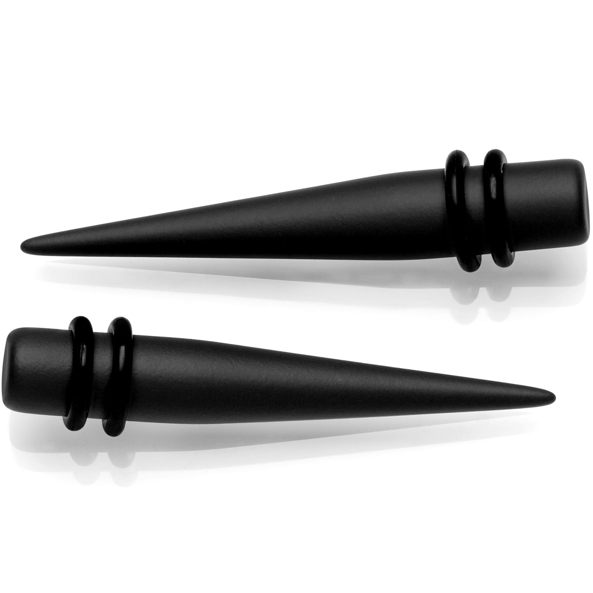 Black Matte Acrylic Straight Taper Set Available in Sizes 12 Gauge to 00 Gauge