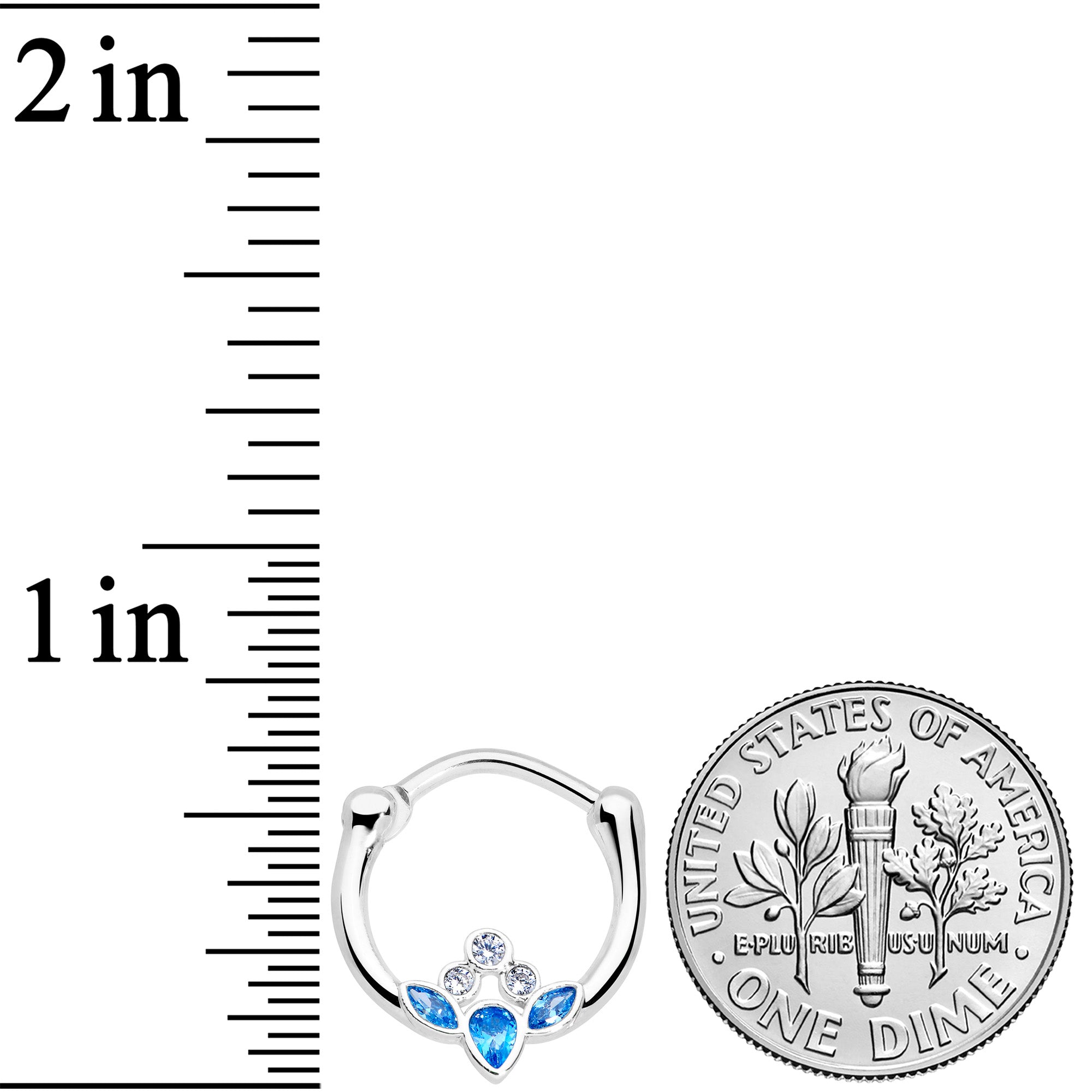 16G 3/8 Clear Blue Gem Classic Cluster Septum Clicker