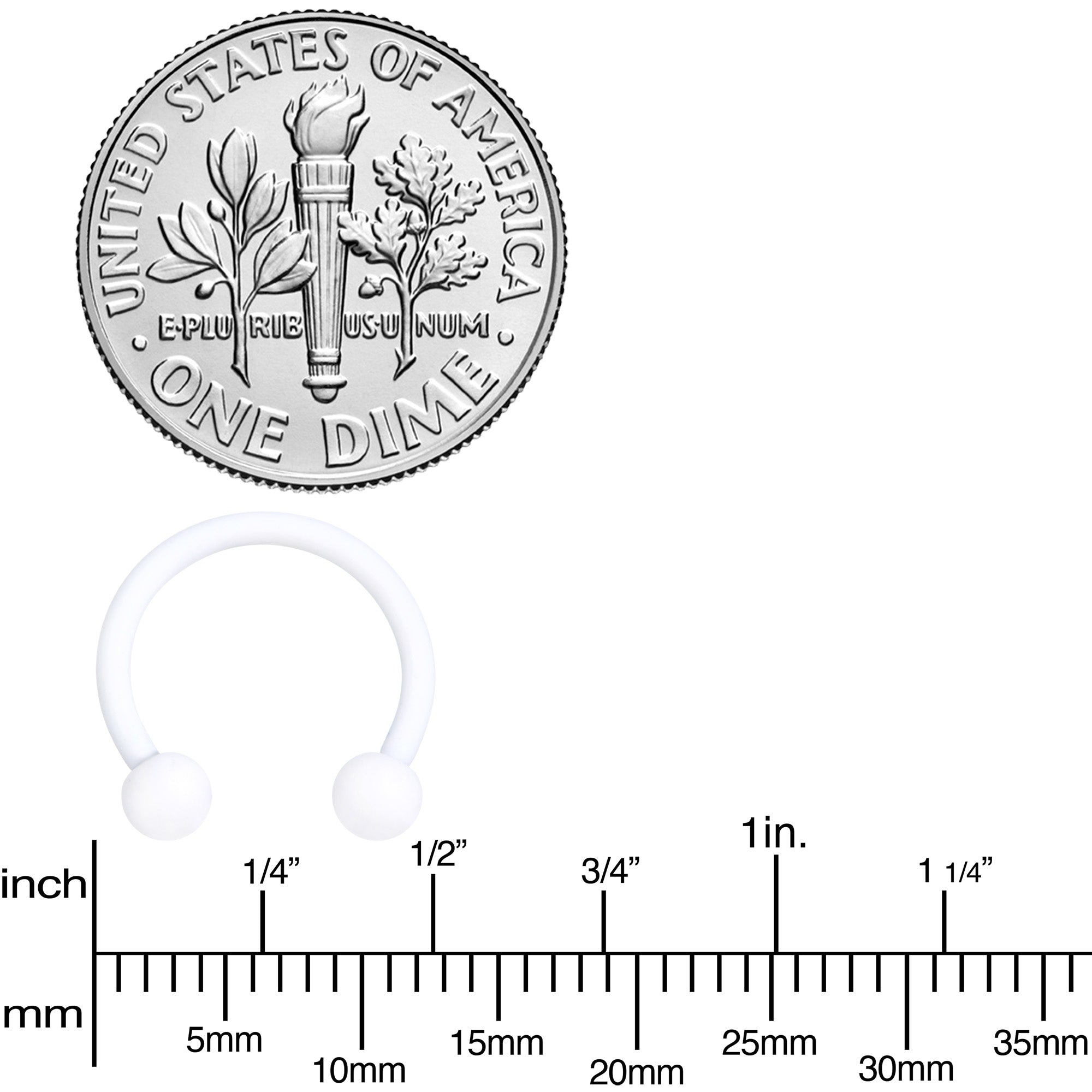 16G 3/8 White Matte Horseshoe Circular Barbell