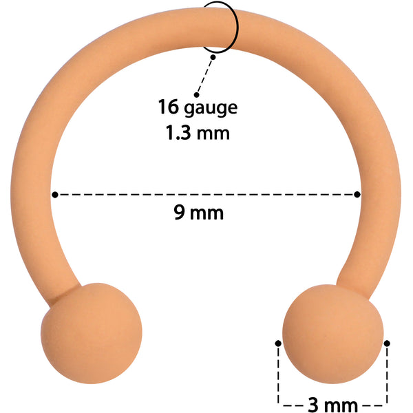 16 Gauge 3/8 Tan Matte Horseshoe Circular Barbell