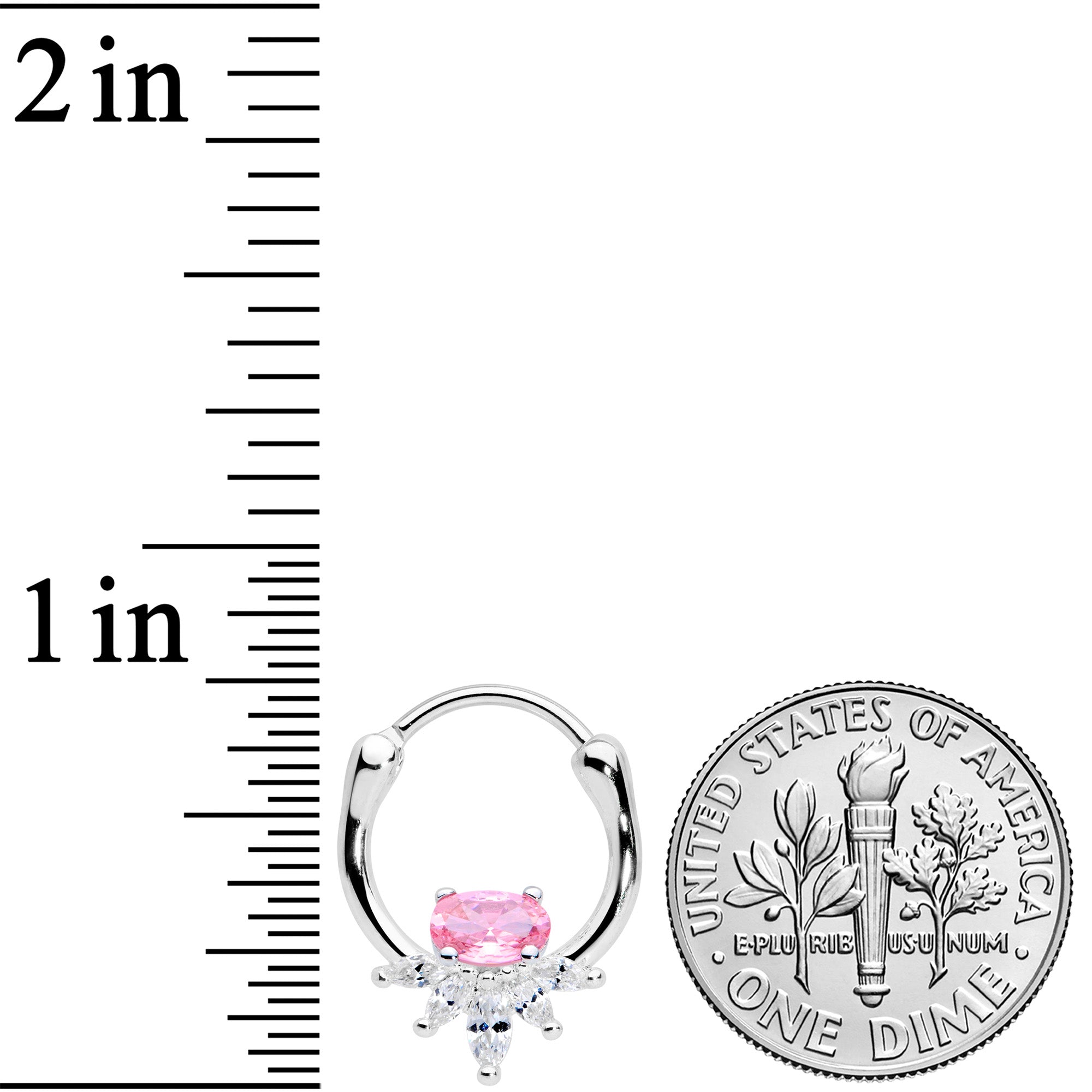 18G 3/8 Pink Clear Gem Spray Cartilage Clicker