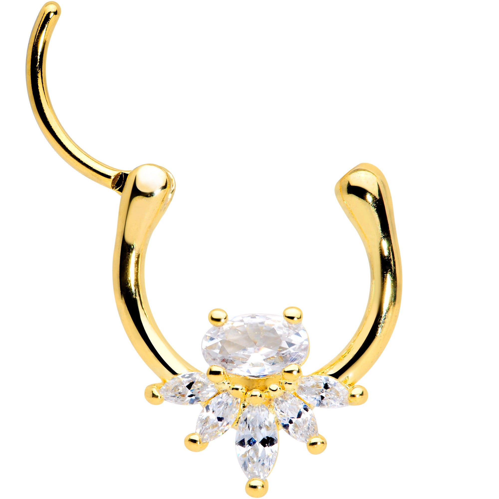 18G 3/8 Clear Gem Gold Tone Anodized Spray Cartilage Clicker