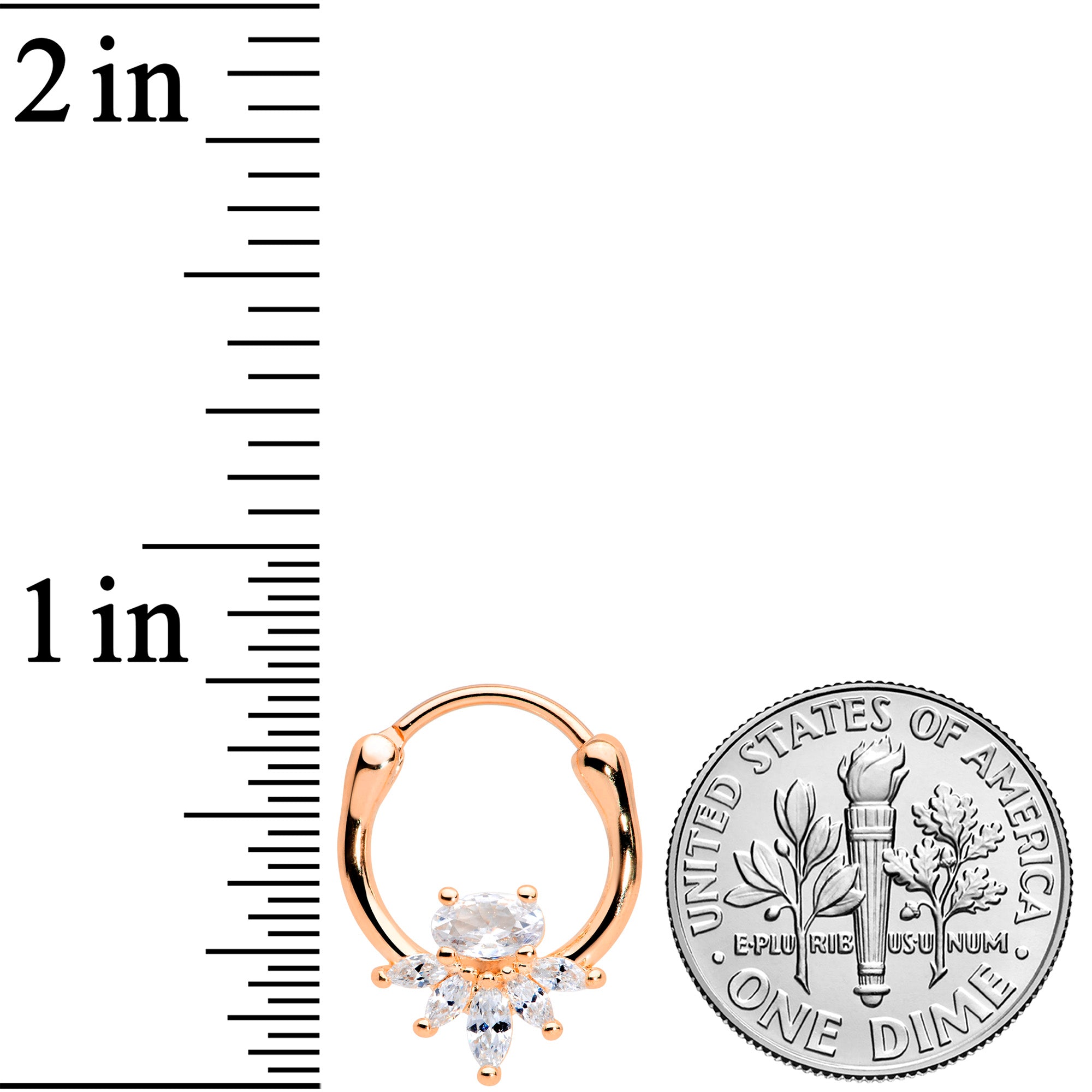 18G 3/8 Clear Gem Rose Gold Tone Anodized Spray Cartilage Clicker