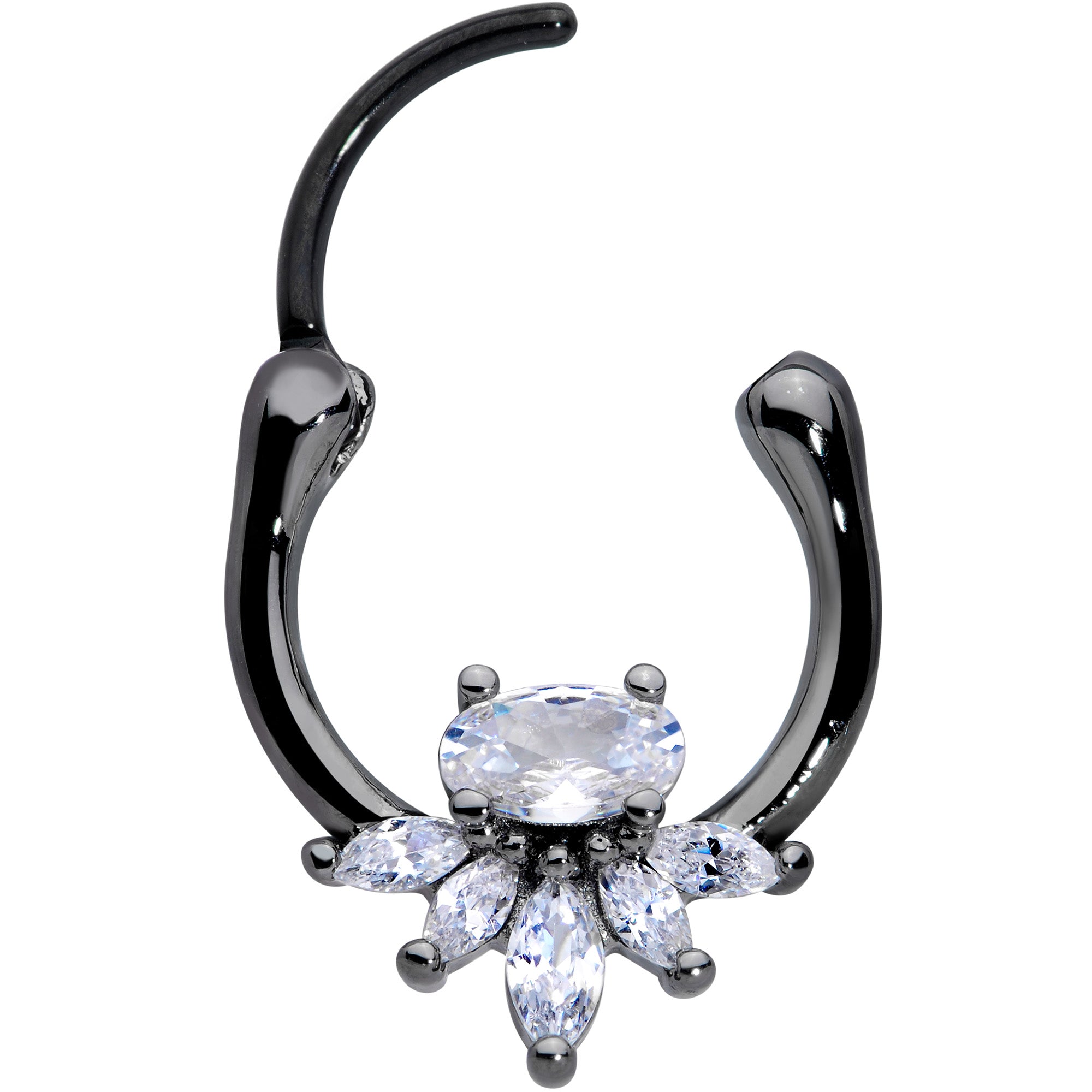 18G 3/8 Clear Gem Black Anodized Spray Cartilage Clicker