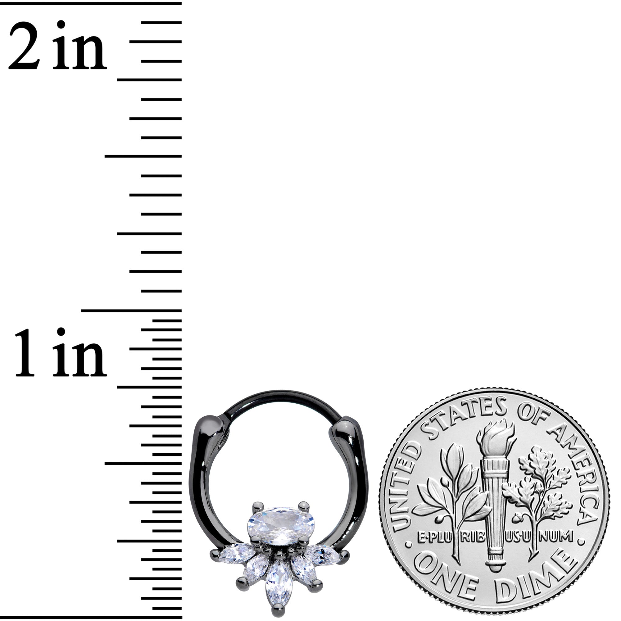 18G 3/8 Clear Gem Black Anodized Spray Cartilage Clicker