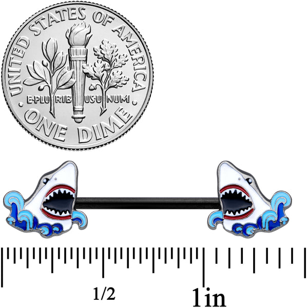 14 Gauge 5/8 Black Shark Bite Barbell Nipple Ring Set