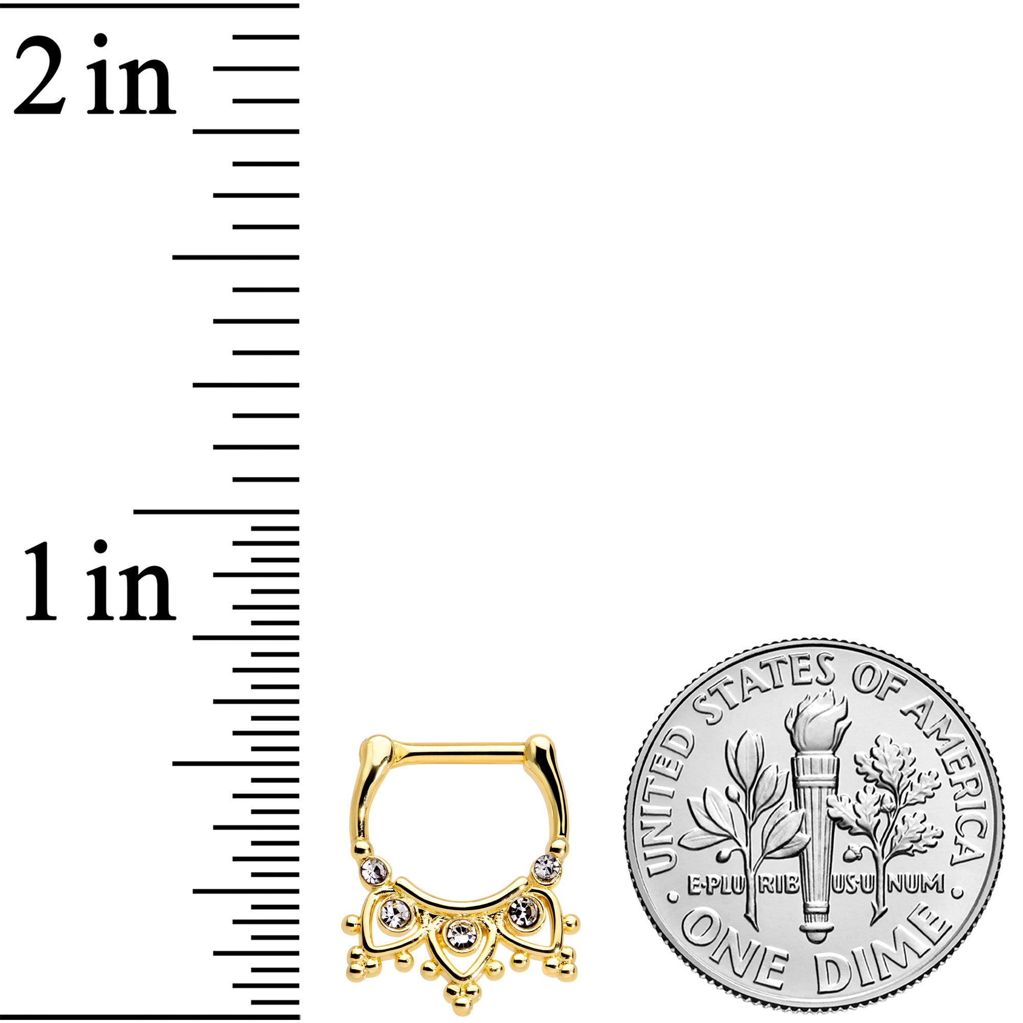 16G 3/8 Clear Gem Gold Tone Lacy Drama Cartilage Clicker