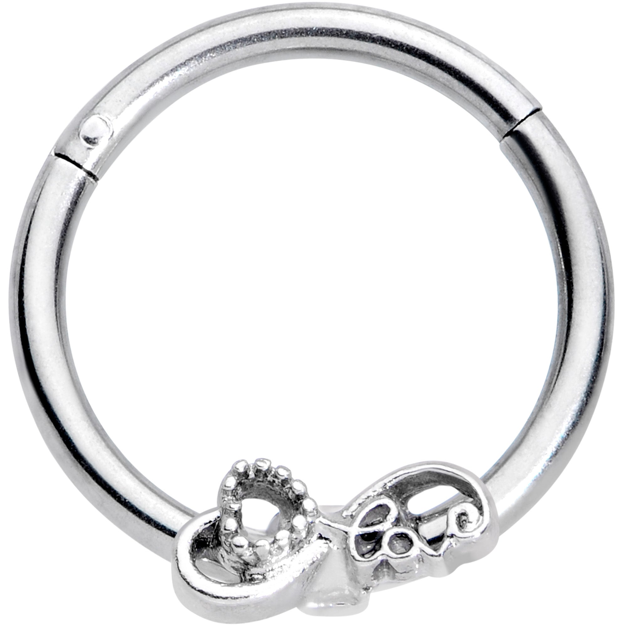 16G 3/8 Infinity Heart Valentines Day Hinged Segment Ring