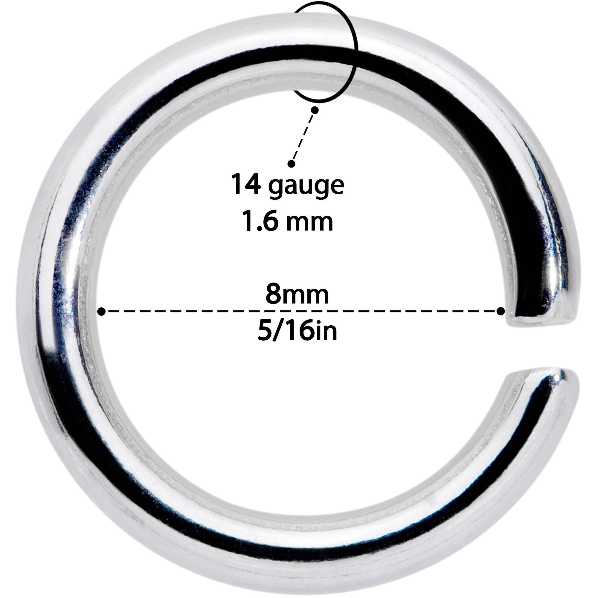14 Gauge 5/16 Seamless Cartilage Ring Set of 12