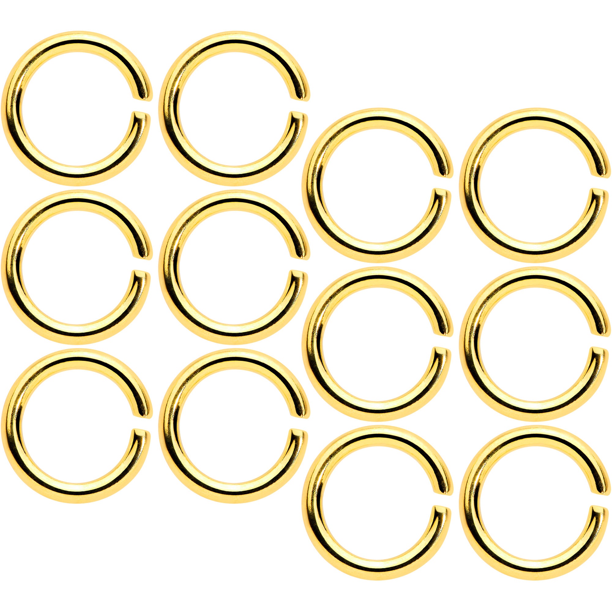 14G 5/16 Gold Tone Anodized Seamless Cartilage Ring Set of 12