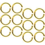 14 Gauge 5/16 Gold Tone Anodized Seamless Cartilage Ring Set of 12