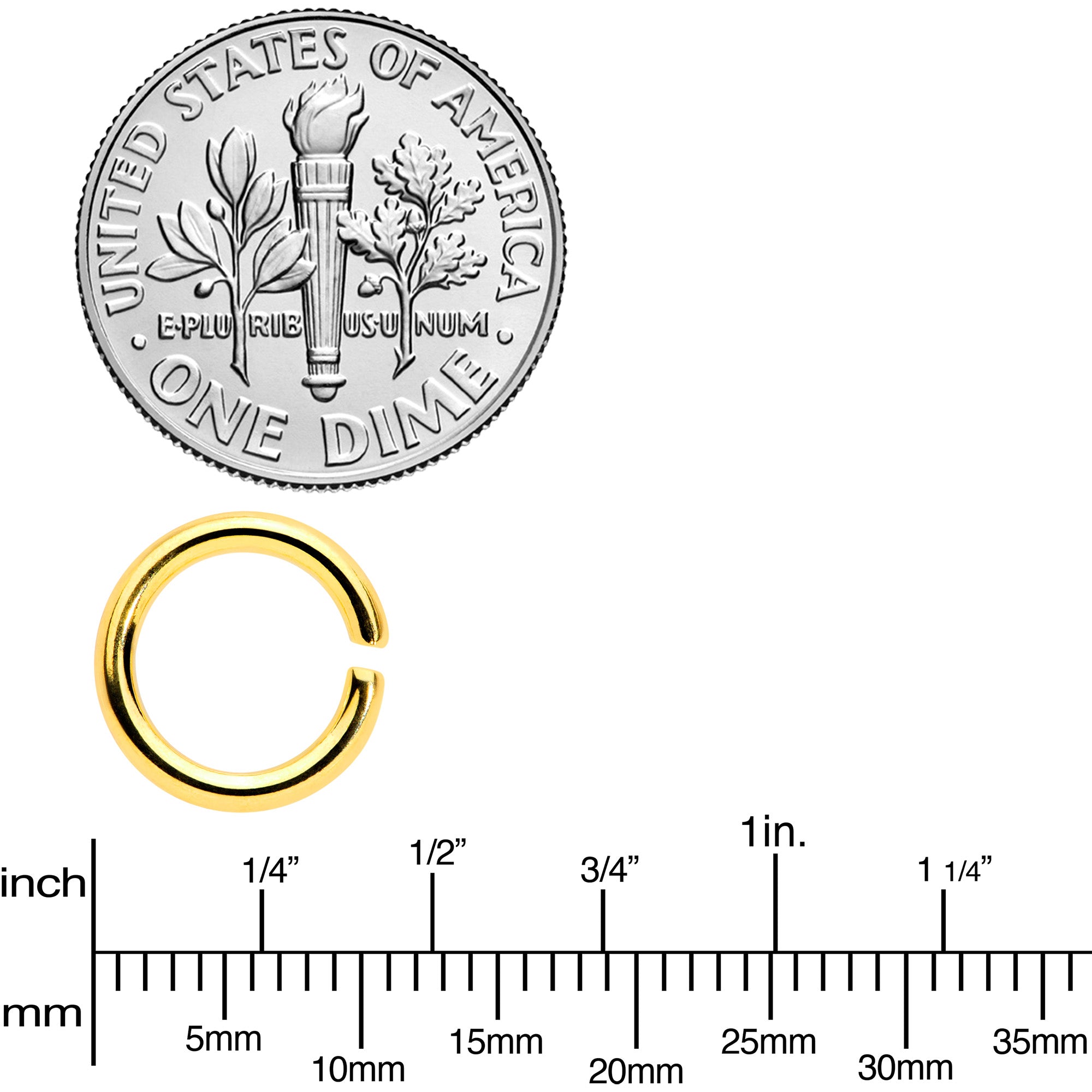 14G 5/16 Gold Tone Anodized Seamless Cartilage Ring Set of 12