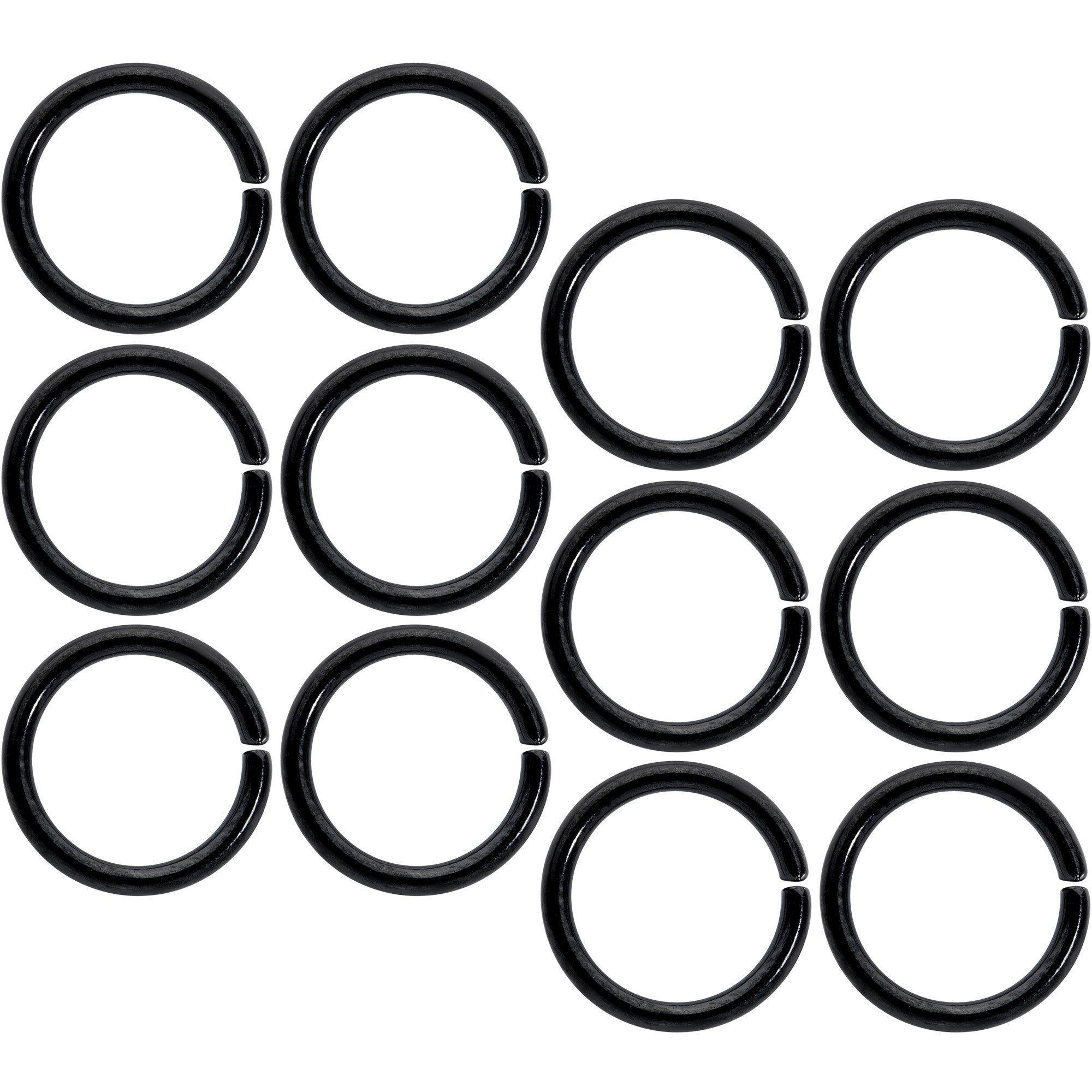 16G 5/16 Black Anodized Seamless Cartilage Ring Set of 12