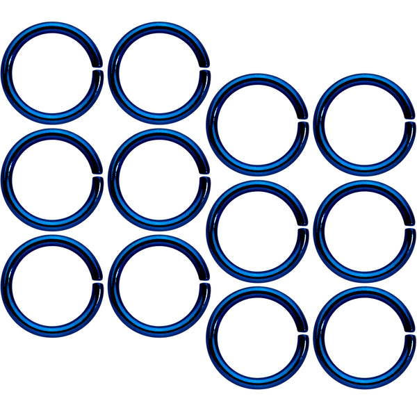 16 Gauge 5/16 Blue Anodized Seamless Cartilage Ring Set of 12