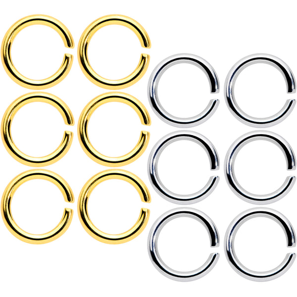 14 Gauge 5/16 Steel Gold Tone Seamless Cartilage Ring Set of 12