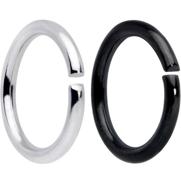 16 Gauge 5/16 Steel Black Anodized Seamless Cartilage Ring Set of 12