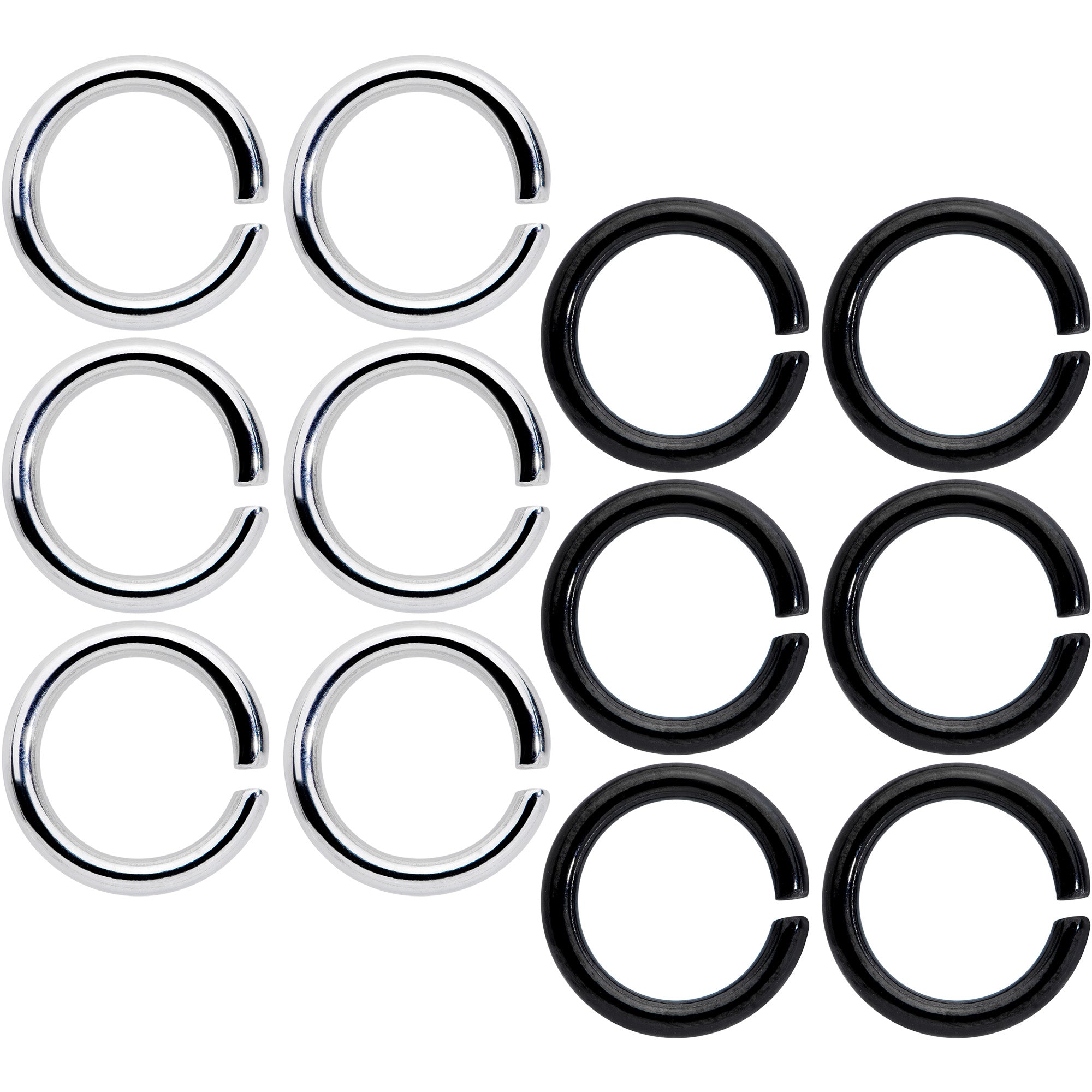 14G 5/16 Steel Black Anodized Seamless Cartilage Ring Set of 12