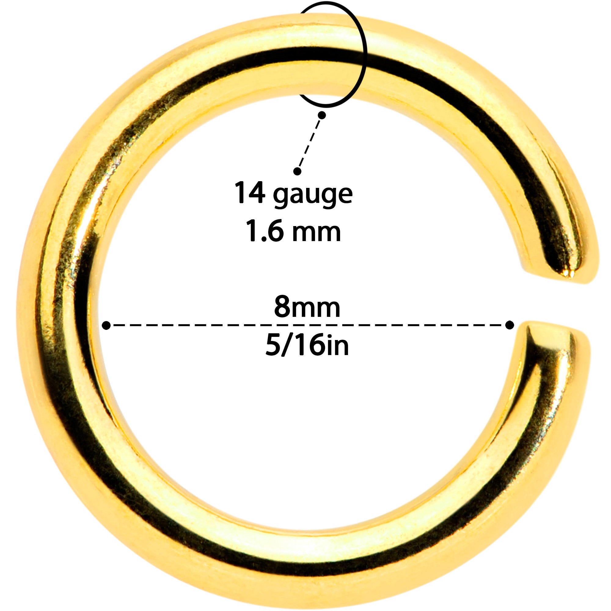 14G 5/16 Steel Mixed Gold Tone Seamless Cartilage Ring Set of 12