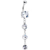Clear CZ Gem Grade 23 Titanium Tiered Dangle Belly Ring