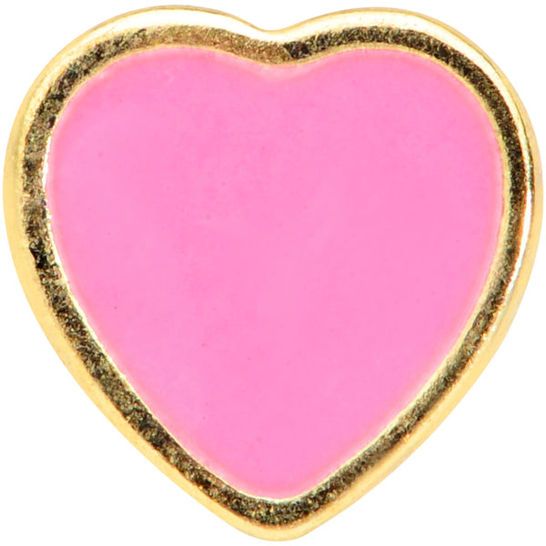 16 Gauge 5/16 Gold Tone Pink Heart Valentines Day Labret Tragus Monroe