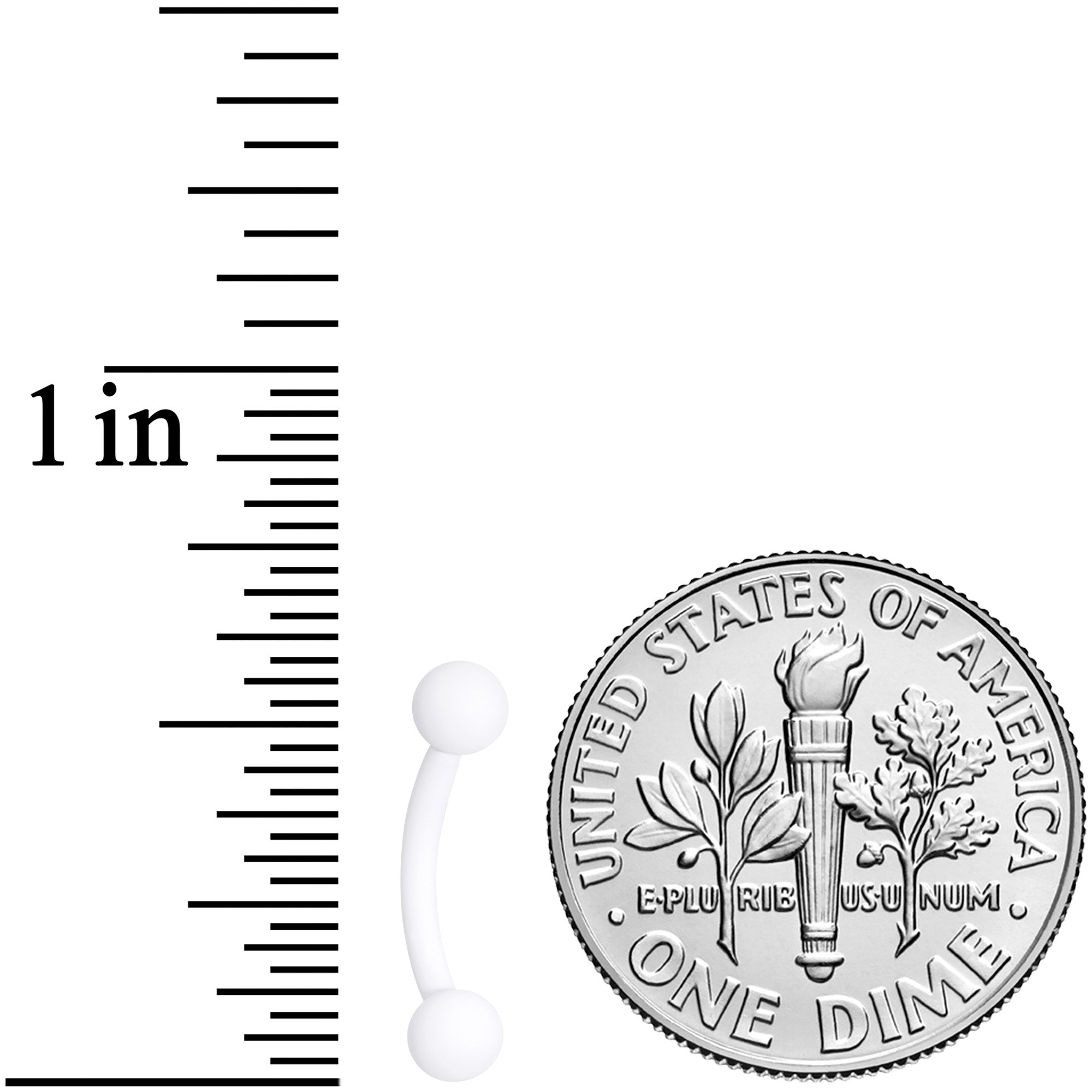 16G 5/16 White Acrylic Matte Curved Eyebrow Ring