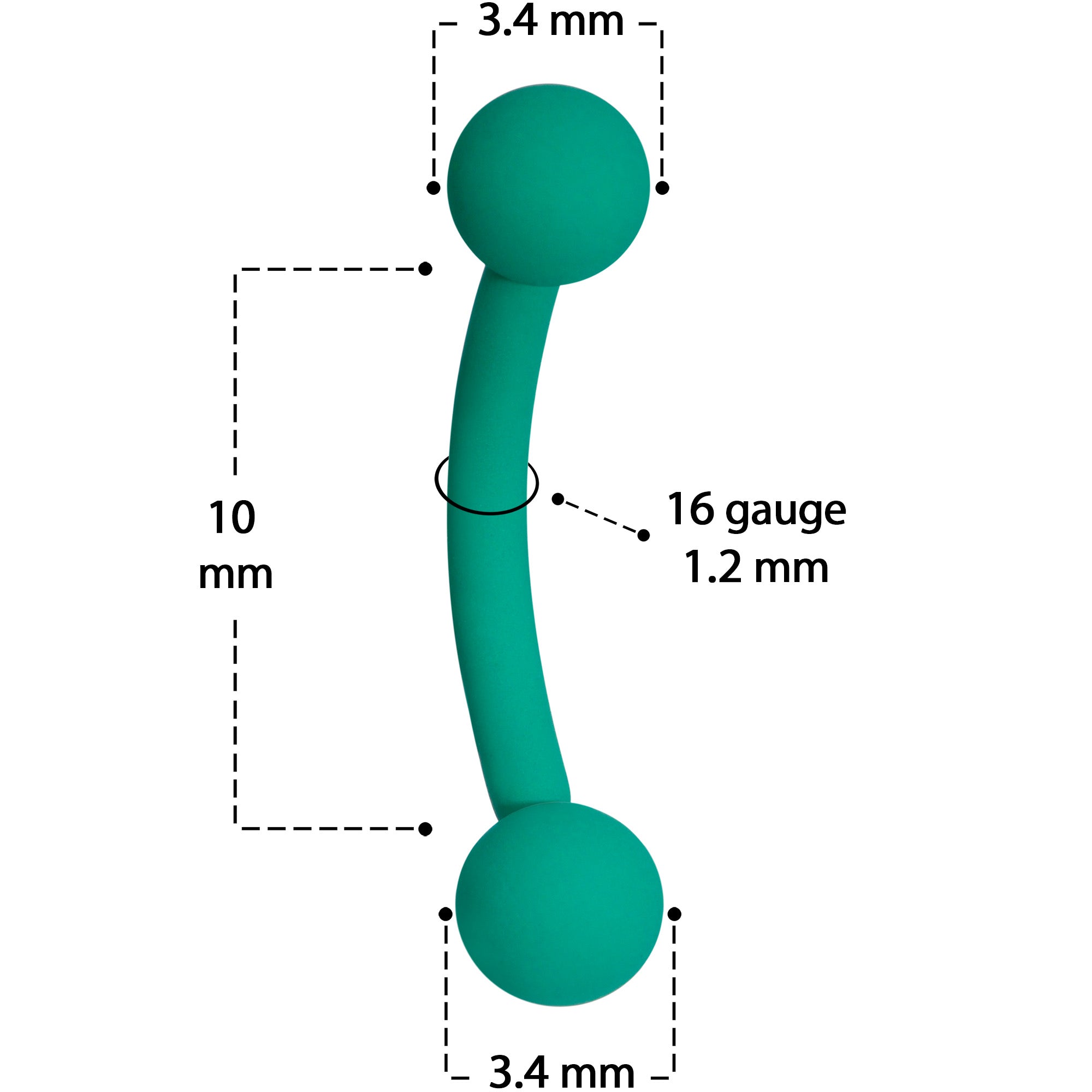 16G 5/16 Teal Acrylic Matte Curved Eyebrow Ring