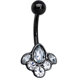 Clear Gem Black Anodized Classic Cluster Belly Ring